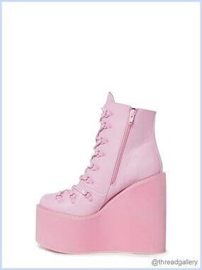 Vegan Leather Platform Wedge Combat Boots Full Lace Up Buckle Straps Calf High